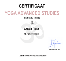 Certificaat meditatie | YogabyCarola